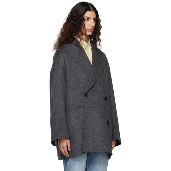  TOTEME Gray Double-Breasted Jacket 231771F063002