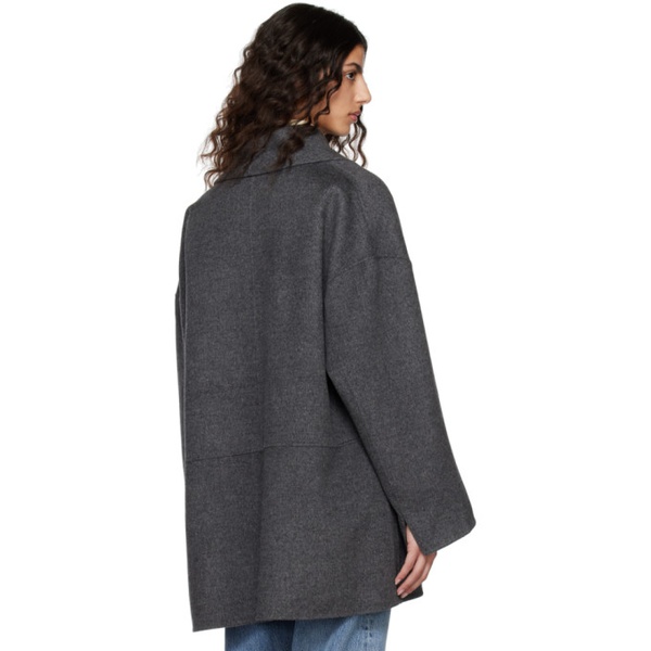  TOTEME Gray Double-Breasted Jacket 231771F063002