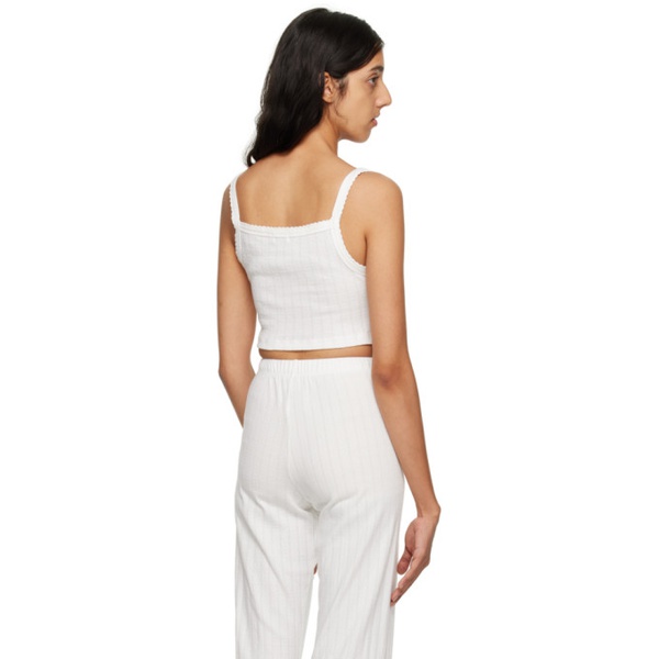  LESET White Cropped Tank Top 231793F111013