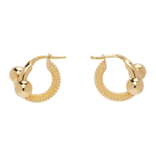 보테가베네타 보테가 베네타 Bottega Veneta Gold Intreccio Hoop Earrings 231798F022006
