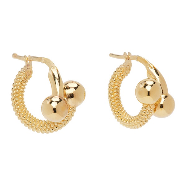 보테가베네타 보테가 베네타 Bottega Veneta Gold Intreccio Hoop Earrings 231798F022006