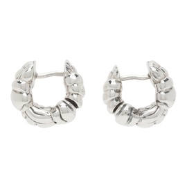 보테가 베네타 Bottega Veneta Silver Mini Pleat Hoop Earrings 231798F022015