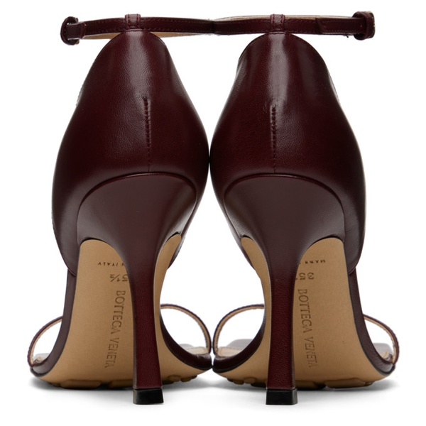 보테가베네타 보테가 베네타 Bottega Veneta Burgundy Stretch Strap Heeled Sandals 231798F125018