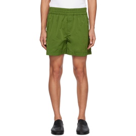 보테가 베네타 Bottega Veneta Green Crinkled Shorts 231798M193001