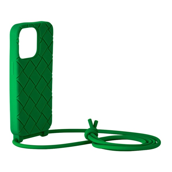 보테가베네타 보테가 베네타 Bottega Veneta Green Intreccio Strap iPhone 14 Pro Case 231798M645030