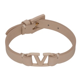 발렌티노 Valentino Garavani Pink Leather VLogo Bracelet 231807F020010