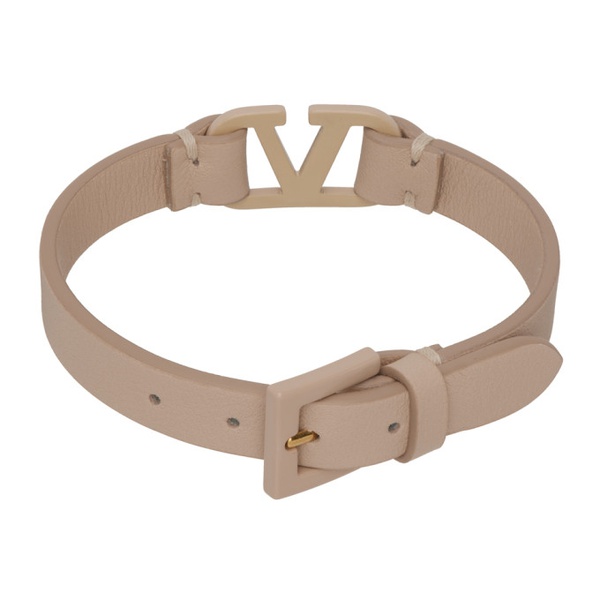  발렌티노 Valentino Garavani Pink Leather VLogo Bracelet 231807F020010
