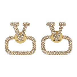 발렌티노 Valentino Garavani Gold VLogo Crystal Earrings 231807F022011
