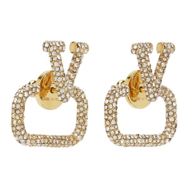  발렌티노 Valentino Garavani Gold VLogo Crystal Earrings 231807F022011