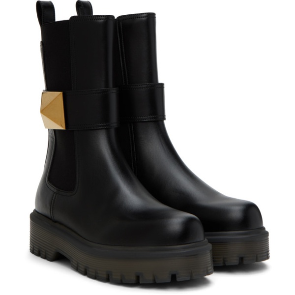  발렌티노 Valentino Garavani Black One Stud Beatle Ankle Boots 231807F113002