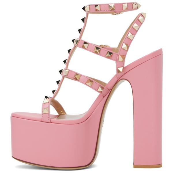  발렌티노 Valentino Garavani Pink Rockstud T-Strap Heeled Sandals 231807F125143