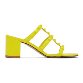 발렌티노 Valentino Garavani Yellow Rockstud Heeled Sandals 231807F125189