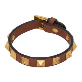 발렌티노 Valentino Garavani Brown Leather Rockstud Bracelet 231807M142015