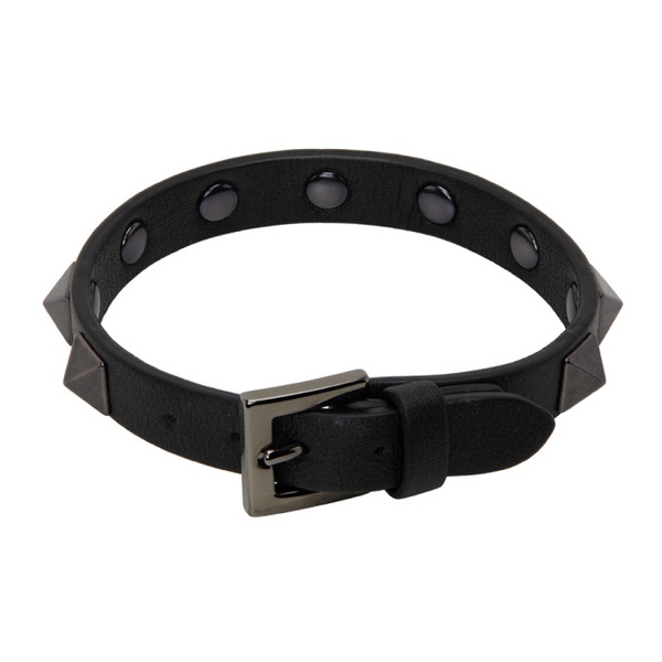  발렌티노 Valentino Garavani Black Leather Rockstud Bracelet 231807M142017