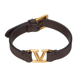 발렌티노 Valentino Garavani Brown VLogo Leather Bracelet 231807M142022