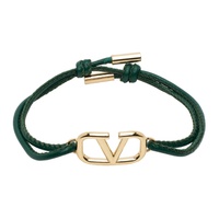 발렌티노 Valentino Garavani Green Leather VLogo Bracelet 231807M142040