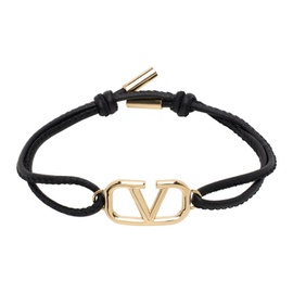 발렌티노 Valentino Garavani Black VLogo Leather Bracelet 231807M142064