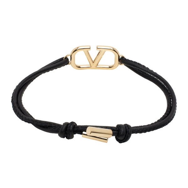  발렌티노 Valentino Garavani Black VLogo Leather Bracelet 231807M142064