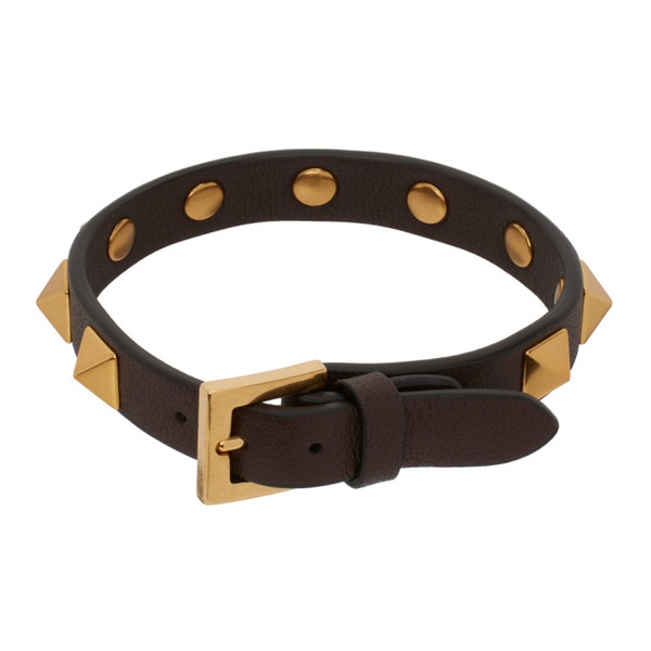  발렌티노 Valentino Garavani Brown Rockstud Leather Bracelet 231807M142075