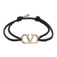 발렌티노 Valentino Garavani Black VLogo Leather Bracelet 231807M142090