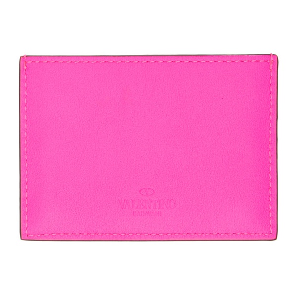  발렌티노 Valentino Garavani Pink Rockstud Card Holder 231807M163006