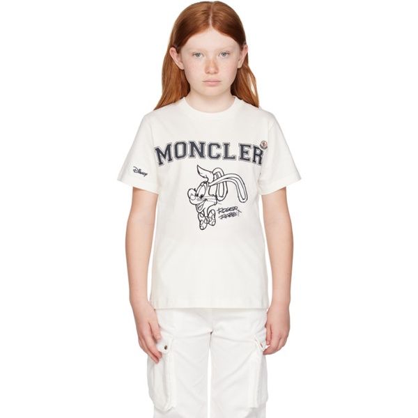 몽클레어 몽클레어 Moncler Enfant Kids White Flocked T-Shirt 231815M703028