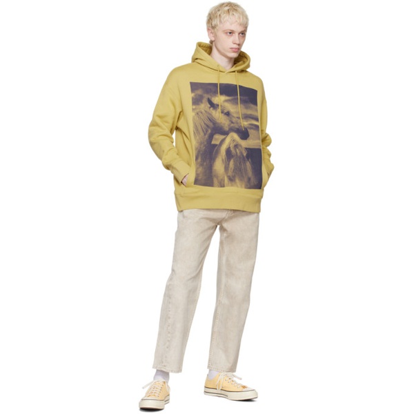 캘빈클라인 Calvin Klein Yellow Embrace Graphic Hoodie 231824M202003