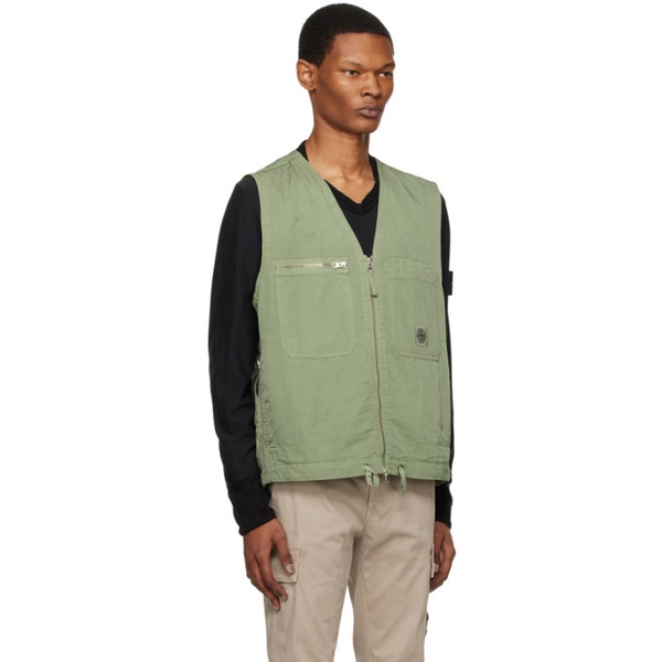 스톤아일랜드 스톤아일랜드 Stone Island Green Garment-Dyed Vest 231828M185006