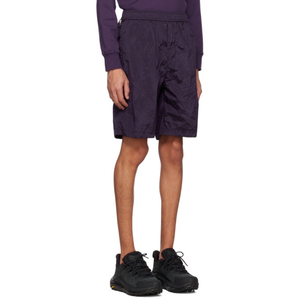스톤아일랜드 스톤아일랜드 Stone Island Purple Concealed Drawstring Shorts 231828M193016
