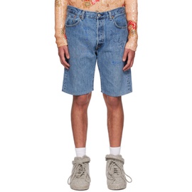 Bless Blue Embroidered Denim Shorts 231852M193001
