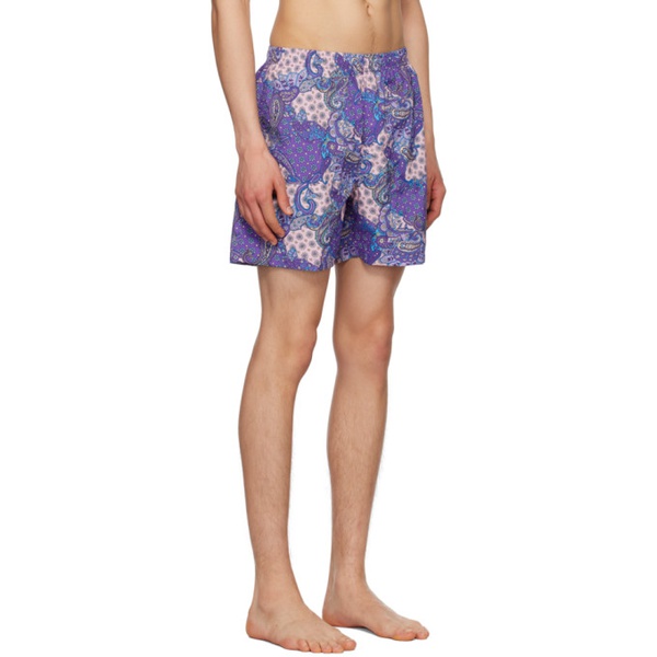  노아 Noah Purple Paisley Swim Shorts 231876M208000