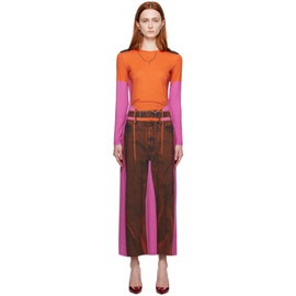 와이프로젝트 Y/Project Orange & Pink 장 폴 고티에 Jean Paul Gaultier 에디트 Edition Trompe LOeil Maxi Dress 231893F055006