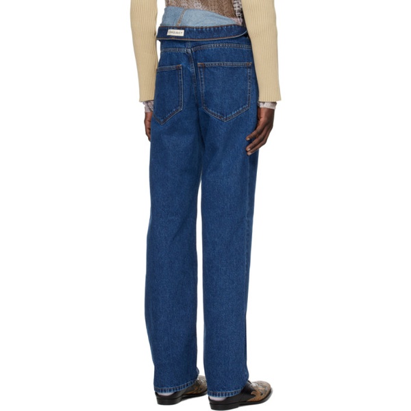  와이프로젝트 Y/Project Blue Asymmetric Waist Jeans 231893M186019