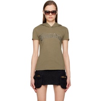블루마린 Blumarine Khaki Hooded T-Shirt 231901F110000