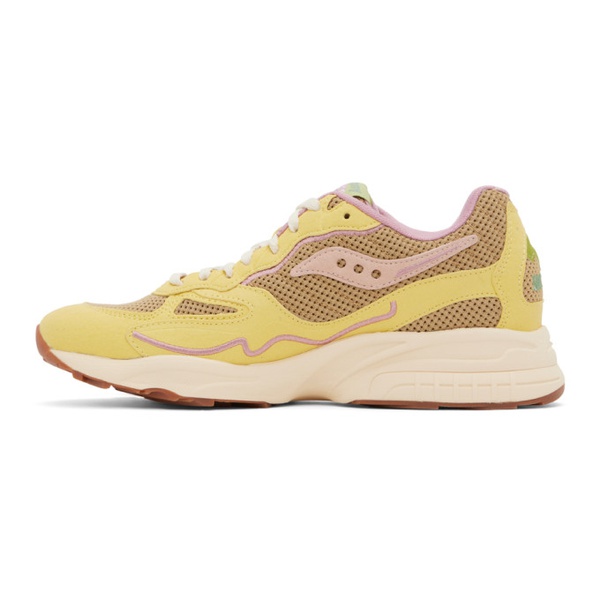 써코니 Saucony Yellow & Tan 3D Grid Hurricane Sneakers 231921M237008