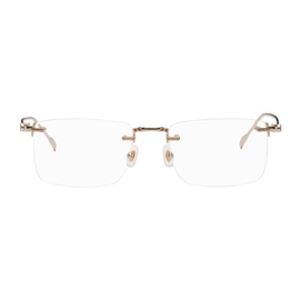 몽블랑 Gold Rectangular Glasses 231926M133003
