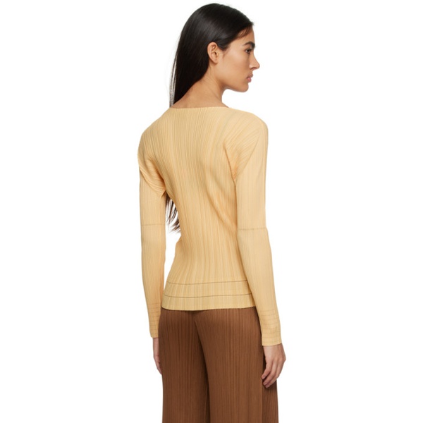  플리츠 플리즈 이세이 미야케 Pleats PLEASE 이세이 미야케 ISSEY MIYAKE Orange Soft Pleats Long Sleeve T-Shirt 231941F110010