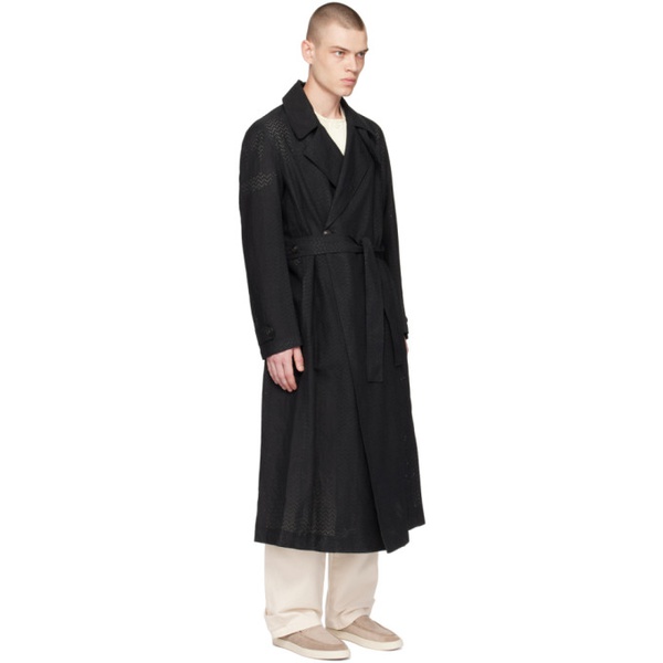  Emporio Armani Black Perforated Coat 231951M176000