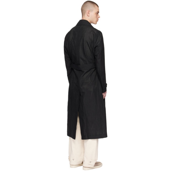  Emporio Armani Black Perforated Coat 231951M176000