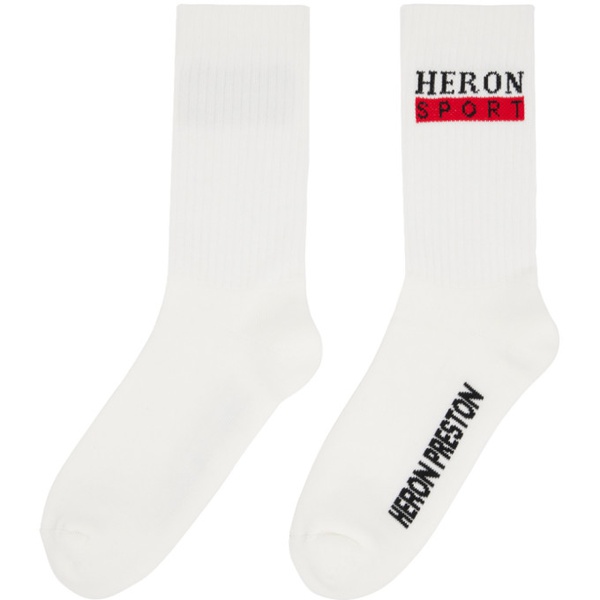  헤론 프레스톤 Heron Preston White Jacquard Socks 231967F076002