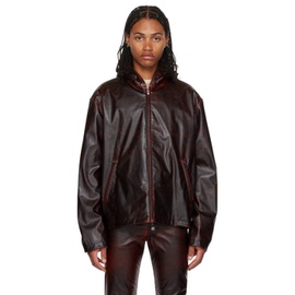 디젤 Diesel Burgundy J-Ram Faux-Leather Jacket 232001M180009