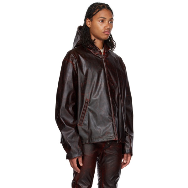 디젤 디젤 Diesel Burgundy J-Ram Faux-Leather Jacket 232001M180009