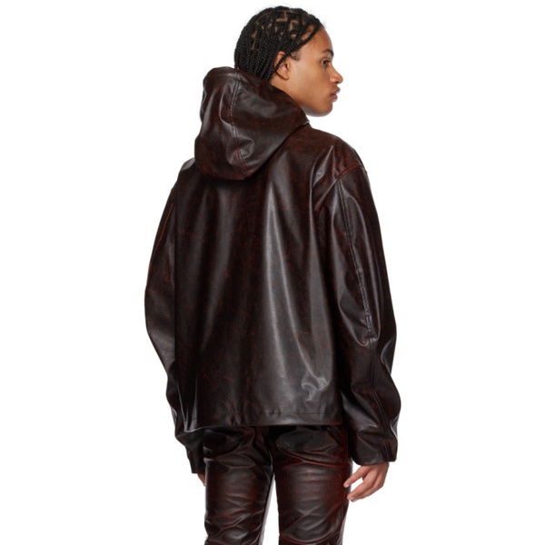 디젤 디젤 Diesel Burgundy J-Ram Faux-Leather Jacket 232001M180009