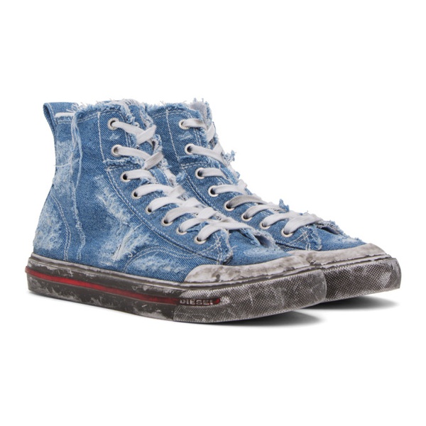 디젤 디젤 Diesel Blue & White S-Athos Mid Sneakers 232001M236005