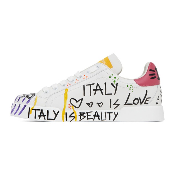 돌체앤가바나 Dolce&Gabbana White & Multicolor Portofino Low Sneakers 232003F128009