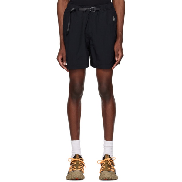 나이키 Nike Black Embroidered Shorts 232011M193000