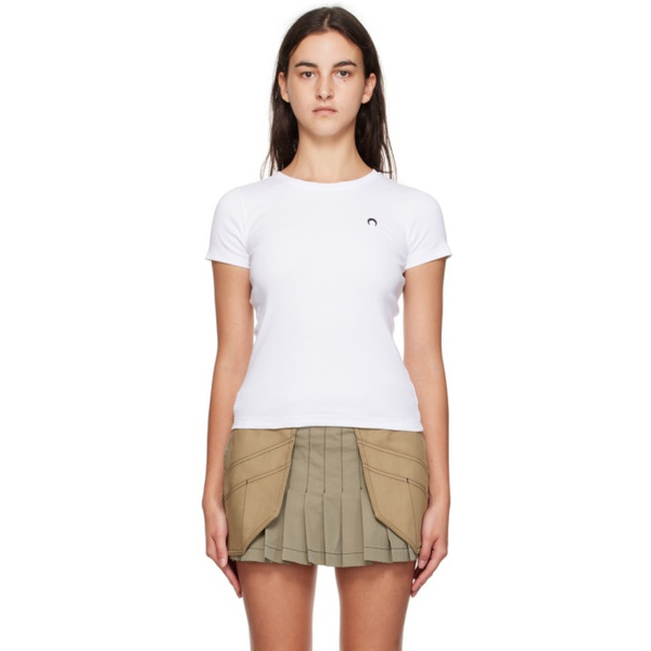  마린 세르 Marine Serre White Mini Fit T-Shirt 232020F110019