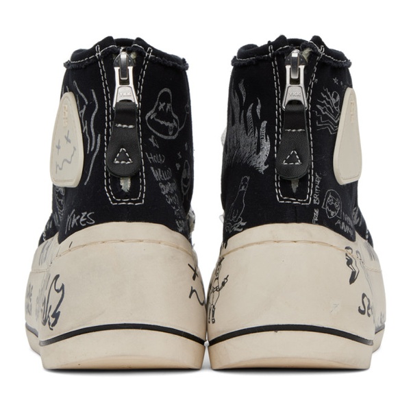  알썰틴 R13 Black & White Double Grommet Kurt Sneakers 232021F127000