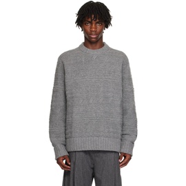 아더에러 ADER error Gray Oversized Sweater 232039M201000