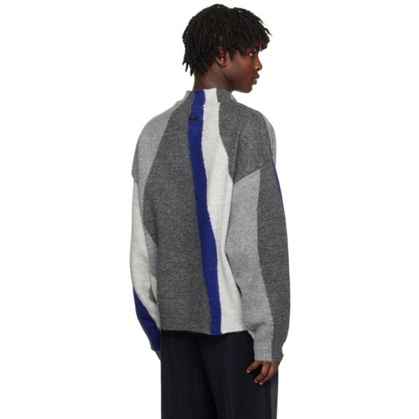  아더에러 ADER error Gray Intarsia Sweater 232039M201005